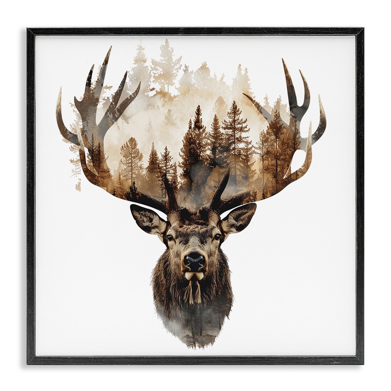 Stupell Industries Deer Forest Silhouette Framed Giclee Wall Art Design by LSR Design Studio